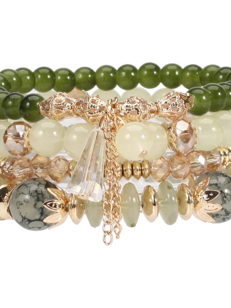 4pcs Bohemia Multilayer Stackable Beaded Bracelets Set Colorful Crystal Stone Go